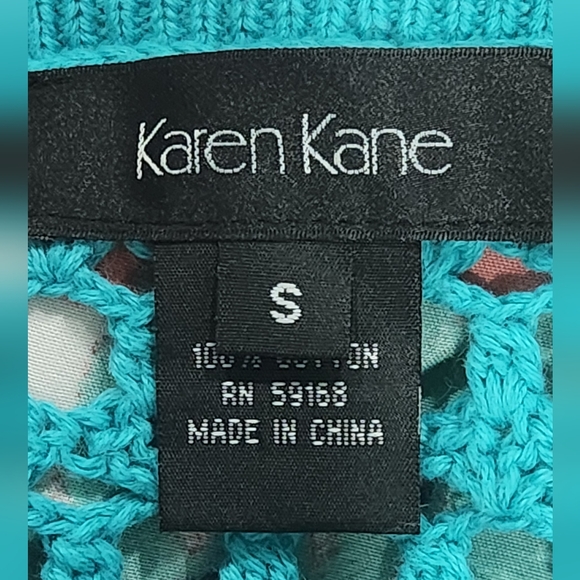 Karen Kane  Turquoise High Low Crochet Sweater, S - Picture 3 of 4